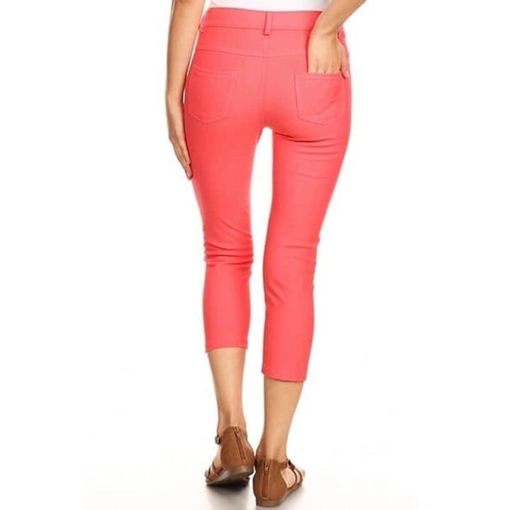 Medium Stretchy Coral  Capri Jeggings-NWT - Picture 4 of 4